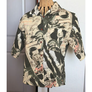 Women’s Unbranded Casual Button Down Shirt L Beige Green #0052